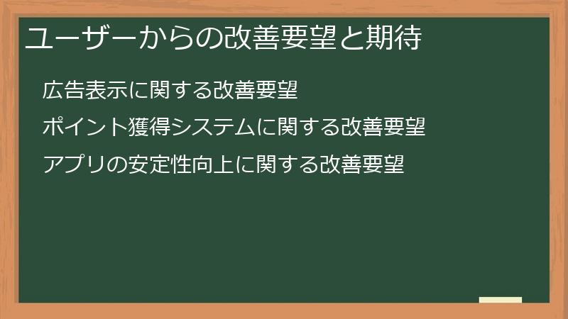 ユーザーからの改善要望と期待