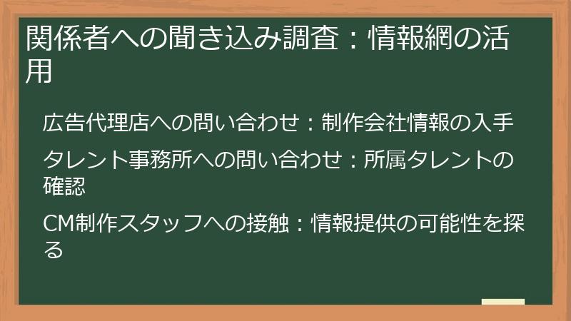 関係者への聞き込み調査：情報網の活用