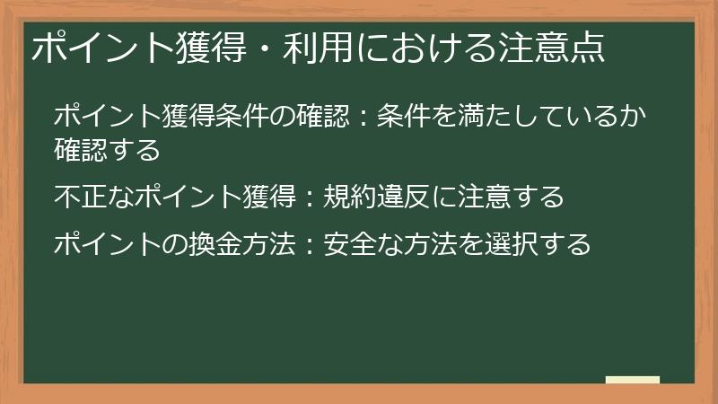 ポイント獲得・利用における注意点