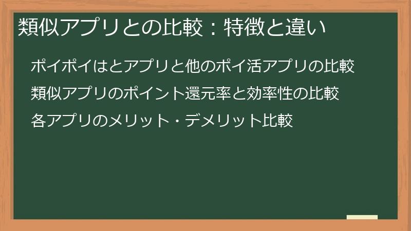 類似アプリとの比較：特徴と違い