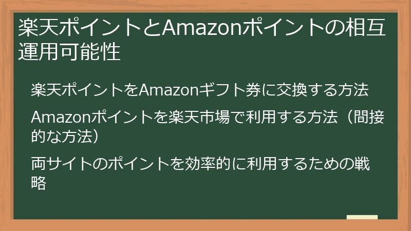 楽天ポイントとAmazonポイントの相互運用可能性