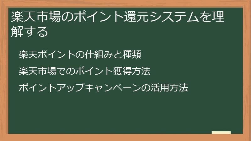 楽天市場のポイント還元システムを理解する