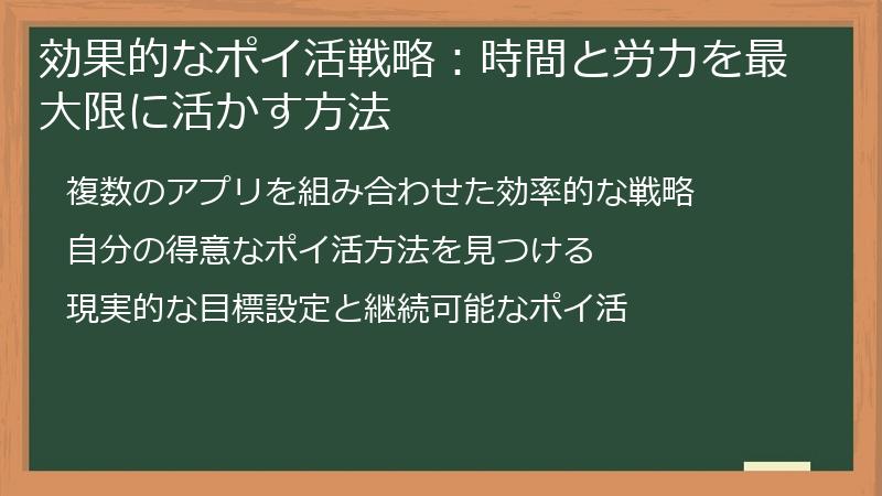 効果的なポイ活戦略：時間と労力を最大限に活かす方法