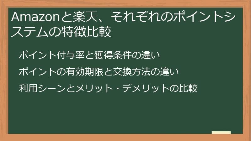 Amazonと楽天、それぞれのポイントシステムの特徴比較