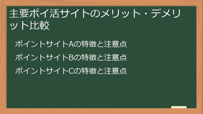 主要ポイ活サイトのメリット・デメリット比較