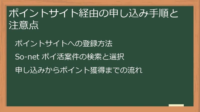 ポイントサイト経由の申し込み手順と注意点