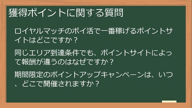 獲得ポイントに関する質問
