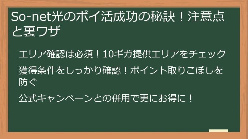 So-net光のポイ活成功の秘訣！注意点と裏ワザ