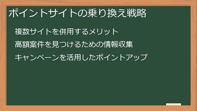 ポイントサイトの乗り換え戦略