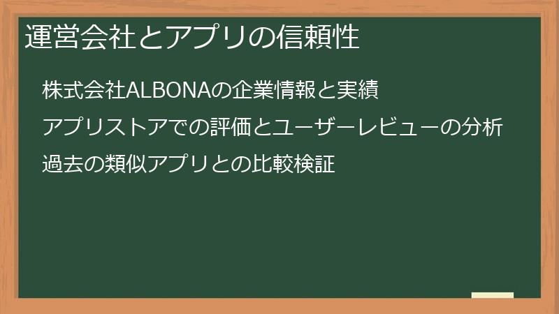 運営会社とアプリの信頼性