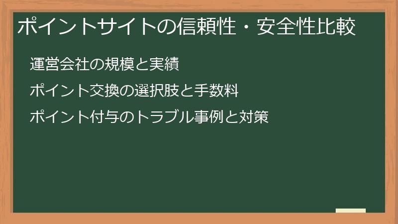 ポイントサイトの信頼性・安全性比較