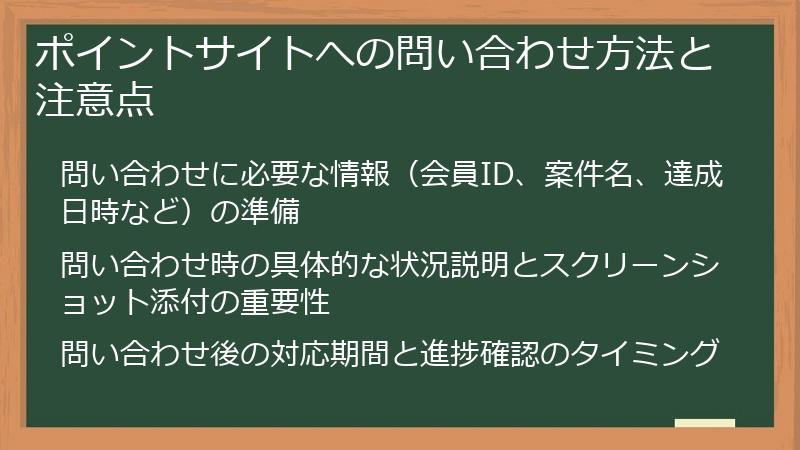 ポイントサイトへの問い合わせ方法と注意点