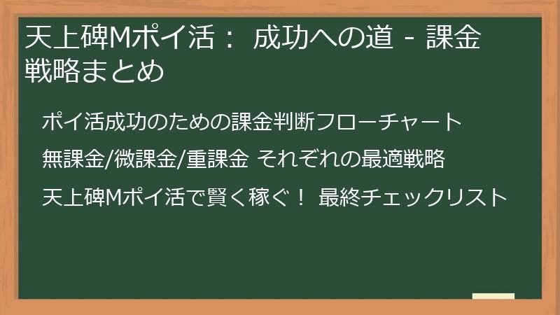 天上碑Mポイ活： 成功への道 - 課金戦略まとめ