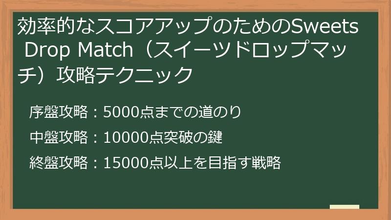 効率的なスコアアップのためのSweets Drop Match（スイーツドロップマッチ）攻略テクニック