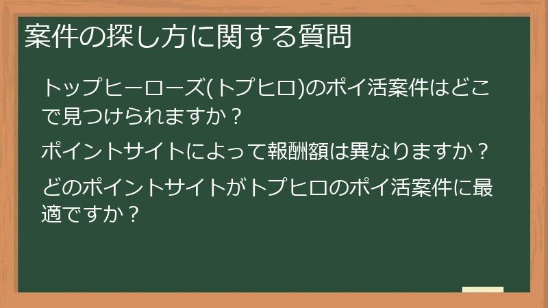 案件の探し方に関する質問