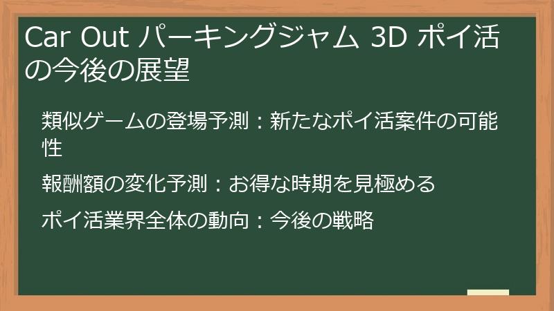 Car Out パーキングジャム 3D ポイ活の今後の展望