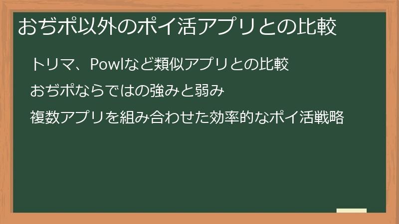 おぢポ以外のポイ活アプリとの比較