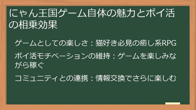 にゃん王国ゲーム自体の魅力とポイ活の相乗効果
