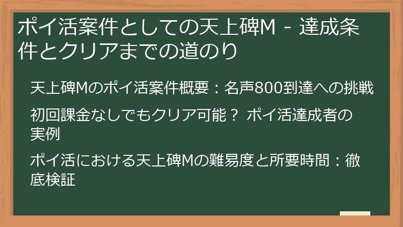ポイ活案件としての天上碑M - 達成条件とクリアまでの道のり