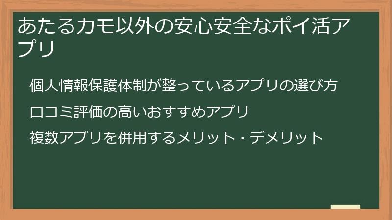 あたるカモ以外の安心安全なポイ活アプリ