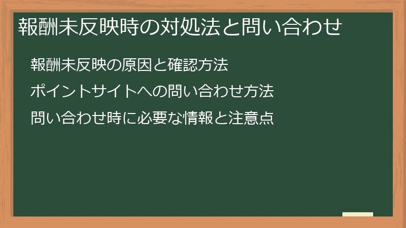 報酬未反映時の対処法と問い合わせ
