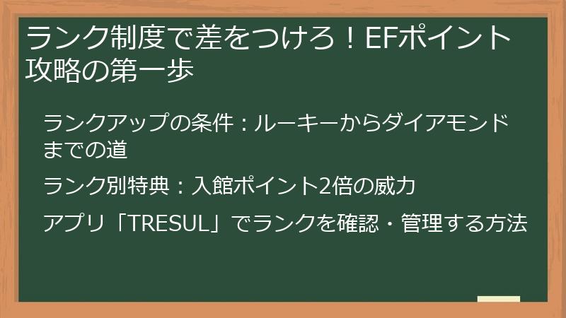 ランク制度で差をつけろ！EFポイント攻略の第一歩