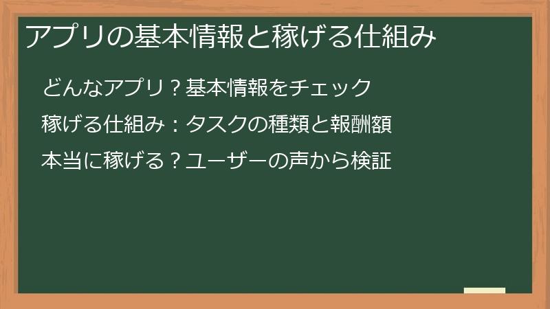 アプリの基本情報と稼げる仕組み