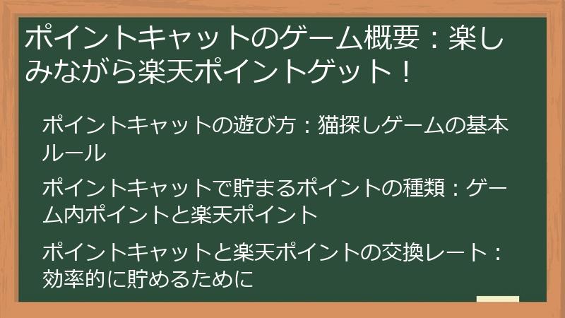 ポイントキャットのゲーム概要：楽しみながら楽天ポイントゲット！