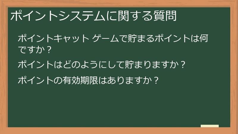 ポイントシステムに関する質問