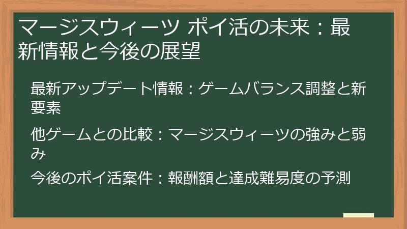 マージスウィーツ ポイ活の未来：最新情報と今後の展望