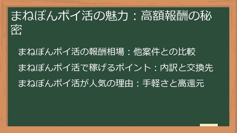 まねぽんポイ活の魅力：高額報酬の秘密