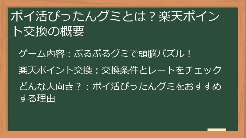 ポイ活ぴったんグミとは？楽天ポイント交換の概要