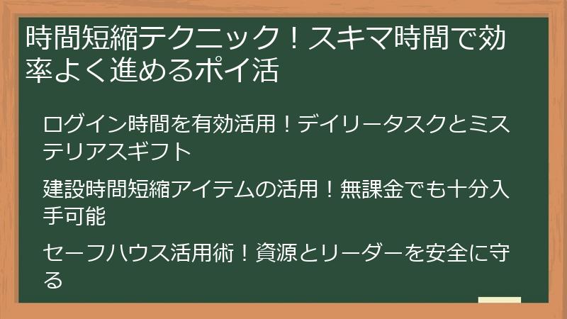 時間短縮テクニック！スキマ時間で効率よく進めるポイ活