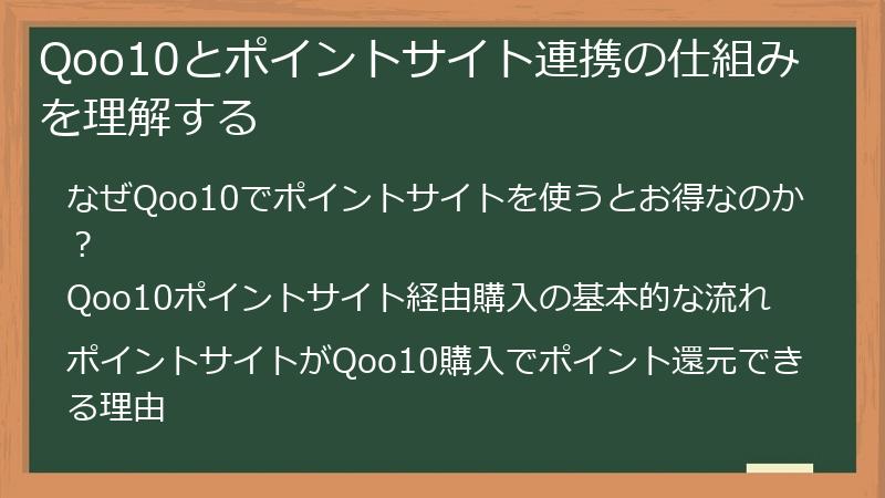 Qoo10とポイントサイト連携の仕組みを理解する