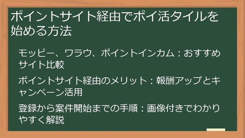 ポイントサイト経由でポイ活タイルを始める方法
