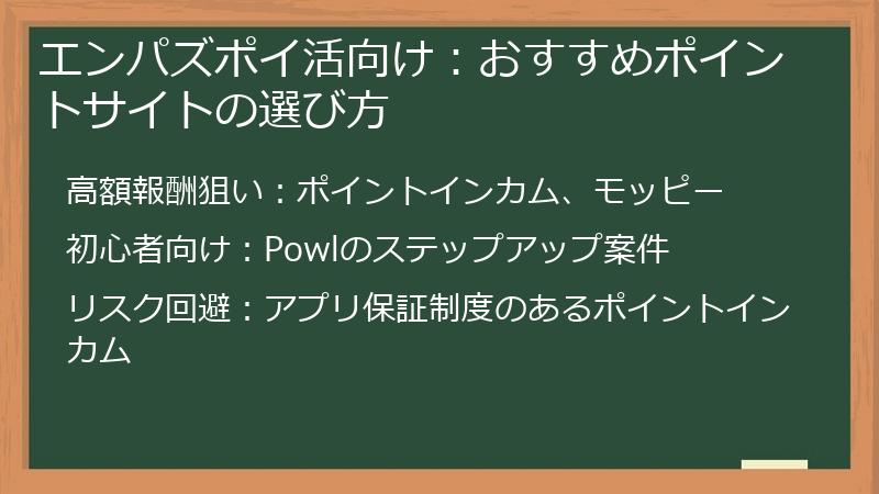 エンパズポイ活向け：おすすめポイントサイトの選び方