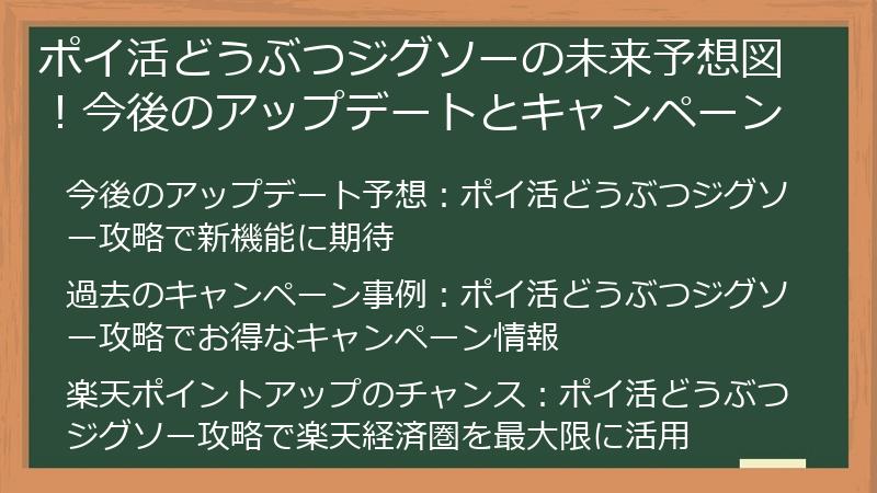 ポイ活どうぶつジグソーの未来予想図！今後のアップデートとキャンペーン