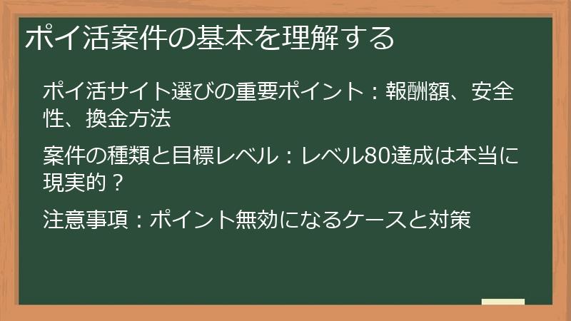 ポイ活案件の基本を理解する