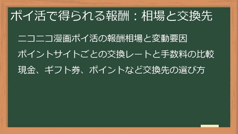 ポイ活で得られる報酬：相場と交換先