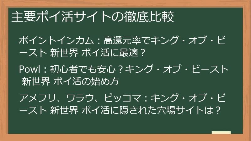 主要ポイ活サイトの徹底比較