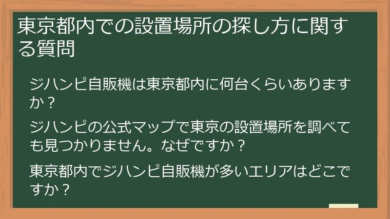 東京都内での設置場所の探し方に関する質問