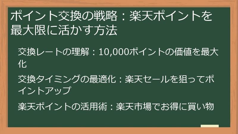ポイント交換の戦略：楽天ポイントを最大限に活かす方法