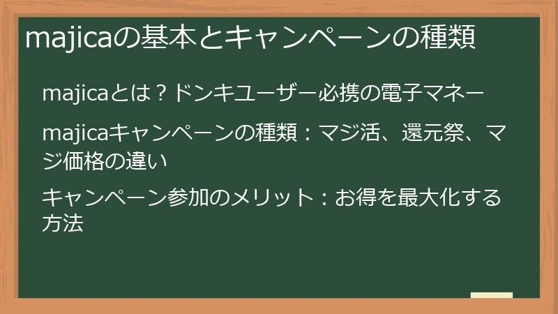 majicaの基本とキャンペーンの種類