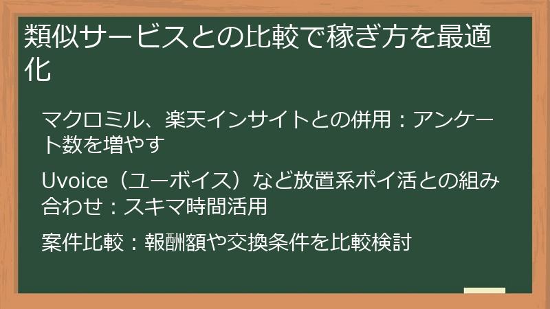 類似サービスとの比較で稼ぎ方を最適化
