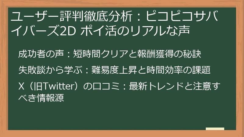 ユーザー評判徹底分析:ピコピコサバイバーズ2D ポイ活のリアルな声
