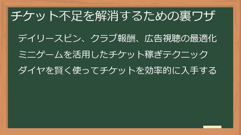 チケット不足を解消するための裏ワザ