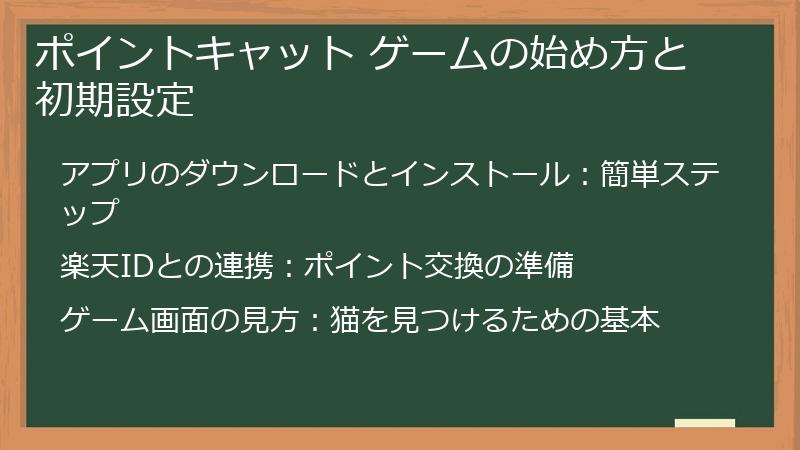 ポイントキャット ゲームの始め方と初期設定