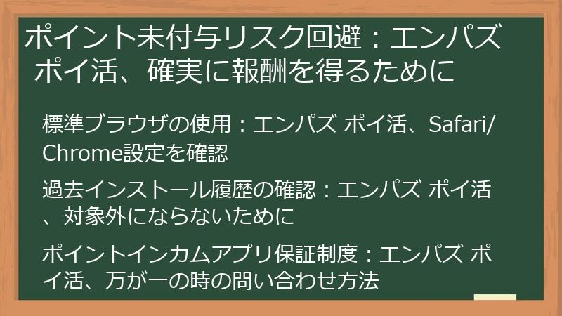 ポイント未付与リスク回避：エンパズ ポイ活、確実に報酬を得るために