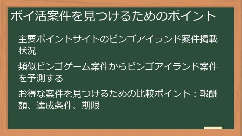 ポイ活案件を見つけるためのポイント