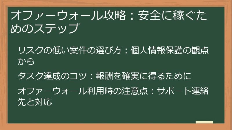 オファーウォール攻略：安全に稼ぐためのステップ